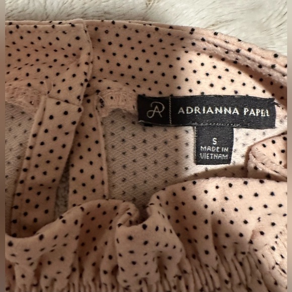 Adrianna Papell Lightweight Dotted Polka Dot High Neck Ruffles Blouse - Picture 5 of 9